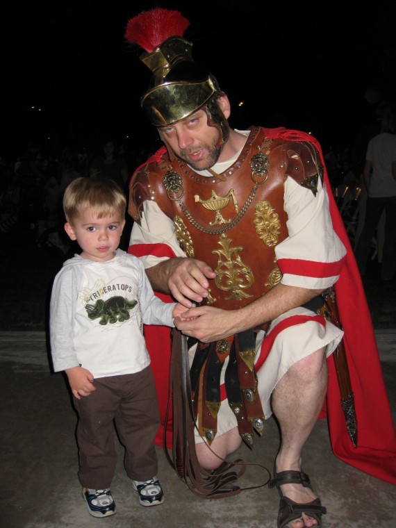 Mesa Easter Pageant Bryson with a Roman soldier