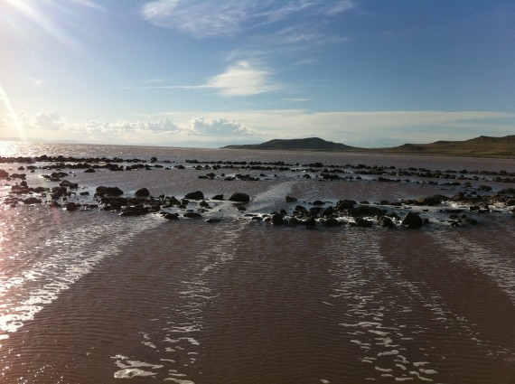 Spiral Jetty almost submerged