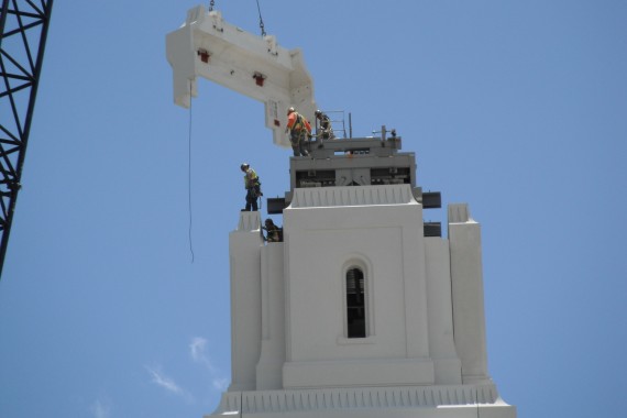 Brigham City temple spire base finishing touches