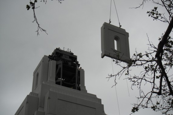 Brigham City temple spire work