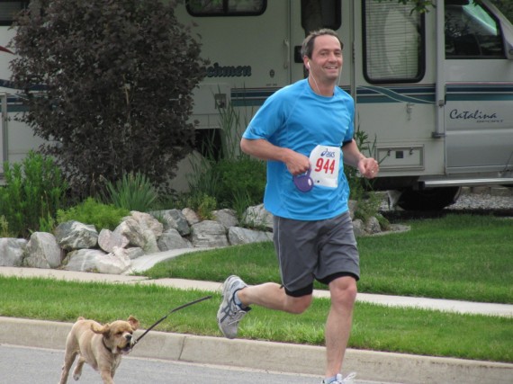 Kaysville Utah South Stake 5K runner with dog