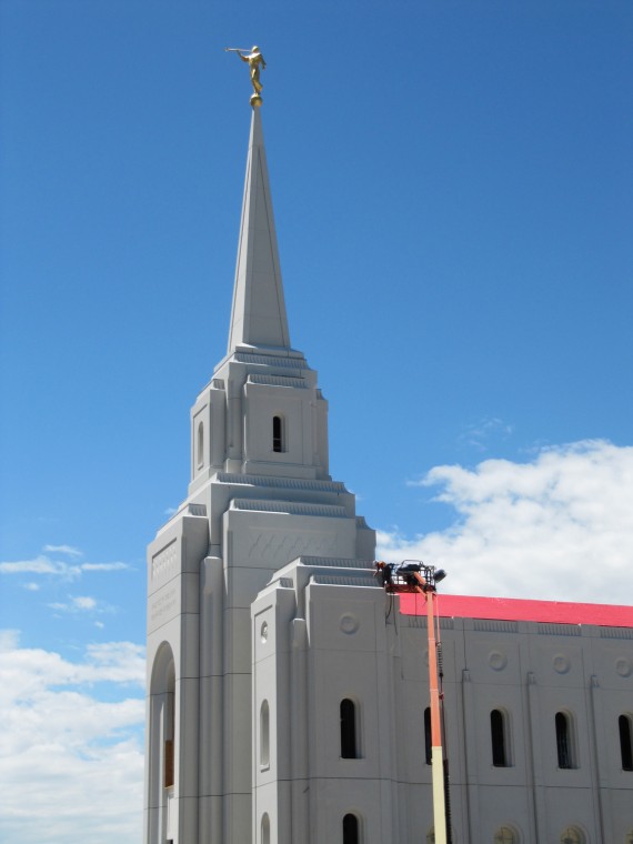 Brigham City Utah Temple Moroni high above