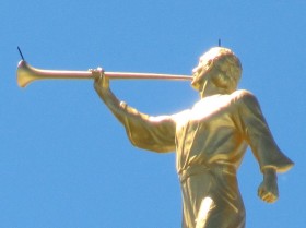 Brigham City Utah Temple Moroni lightning arrestors