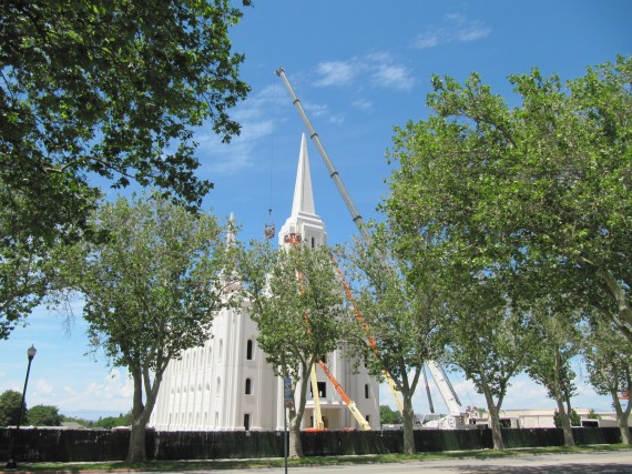 Brigham City Utah Temple work around the spire