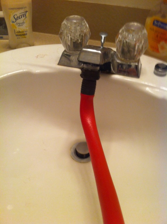 Attach adapter to hot water faucet