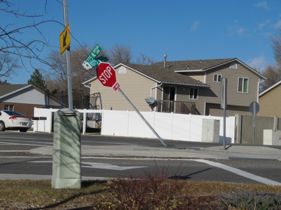 Kaysville windstorm bent sign