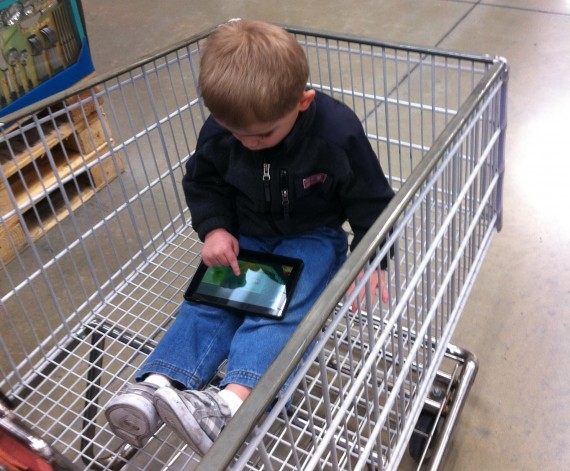 Bryson Playing Angry Birds on a Kindle Fire