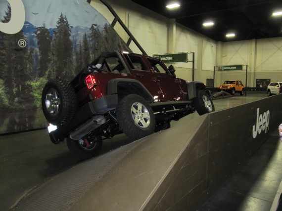 Jeep Wrangler on obstacle course